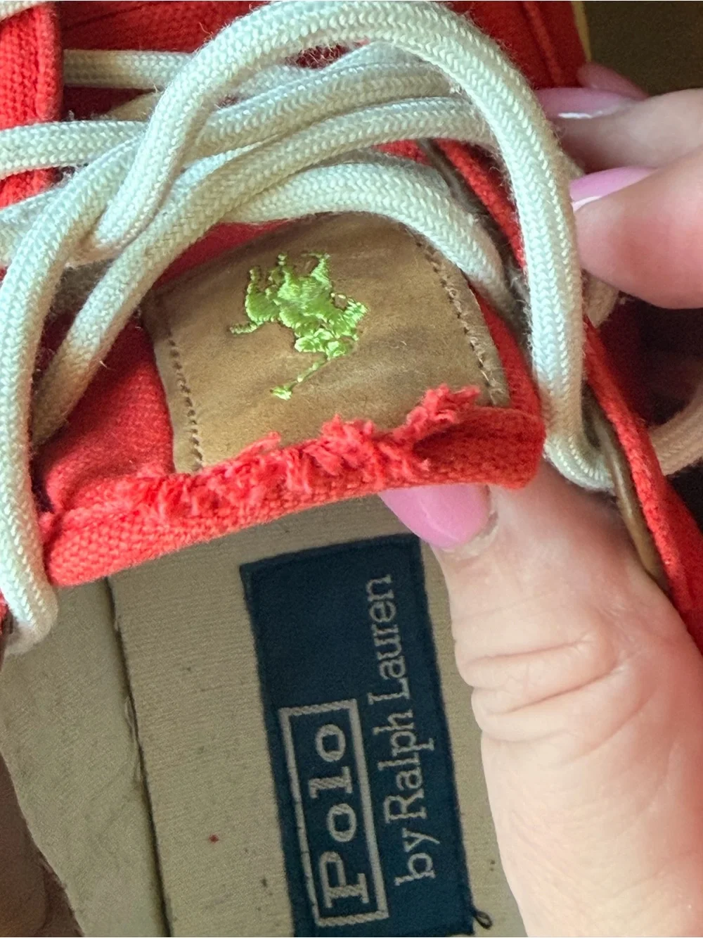 Polo by Ralph Lauren Tomato Red Canvas Lace-Up Boat Sneakers